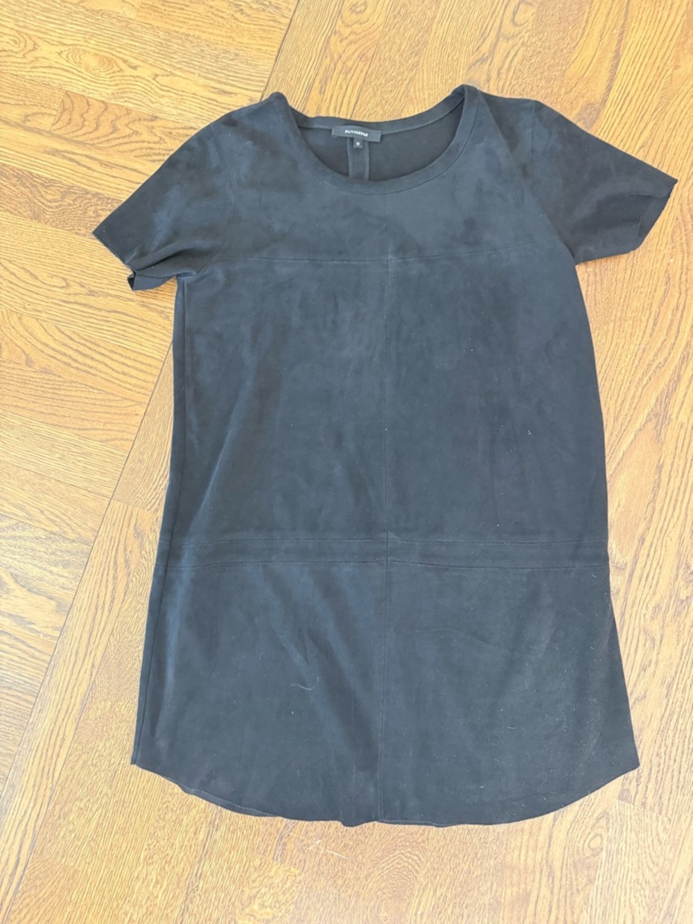 Olivaceous Black Short Sleeve Suede-Look Tee